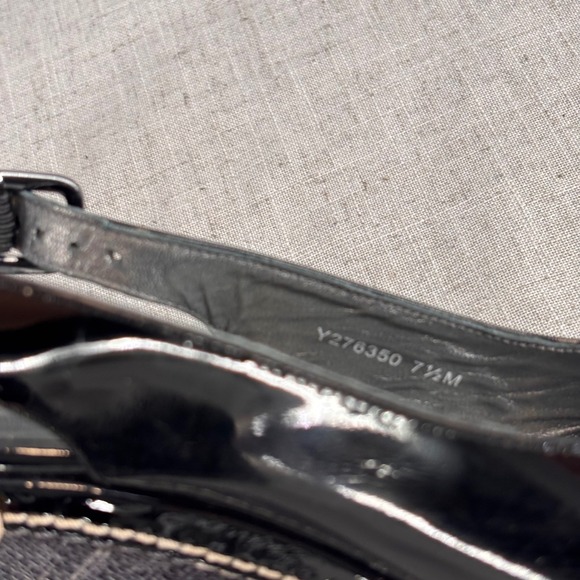 Stuart Weitzman Excise Black Patent Leather Slingback Platform Wedge Heels 7.5 - Picture 9 of 11